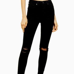 Topshop Black Jamie Skinny Jeans w/ knee rips